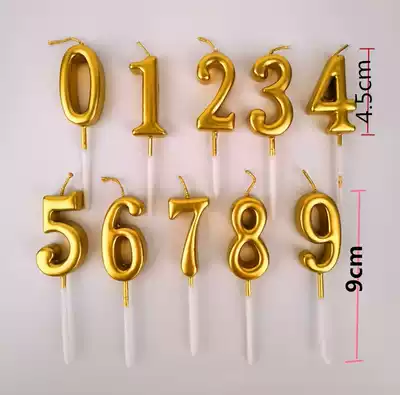 Gold-plated PVC digital candle Crystal high-end digital candle with holder 0-9 candle Birthday candle