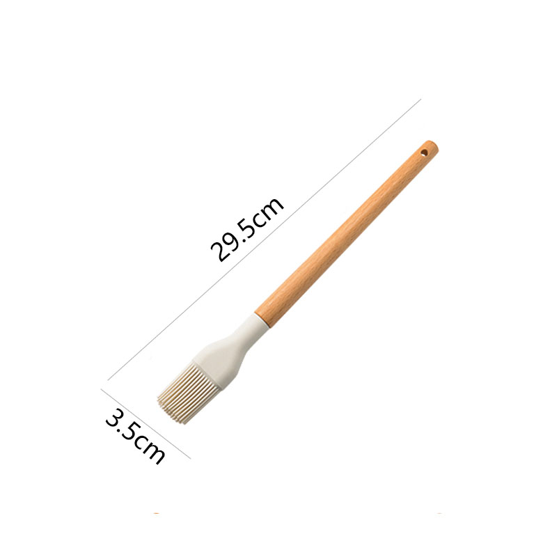 Brushwhite silica gel Spatula a soup spoon Spoon household Kitchenware Stir fry non-stick cookware Pan Shovel Wooden handle Shovel spoon suit