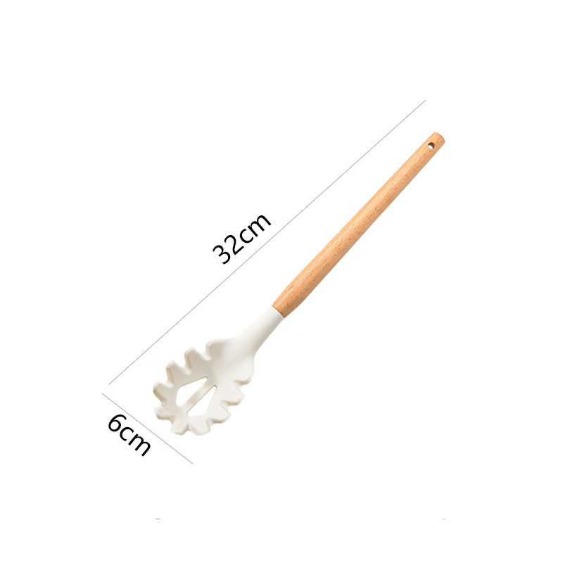 Spaghetti Clawwhite silica gel Spatula a soup spoon Spoon household Kitchenware Stir fry non-stick cookware Pan Shovel Wooden handle Shovel spoon suit