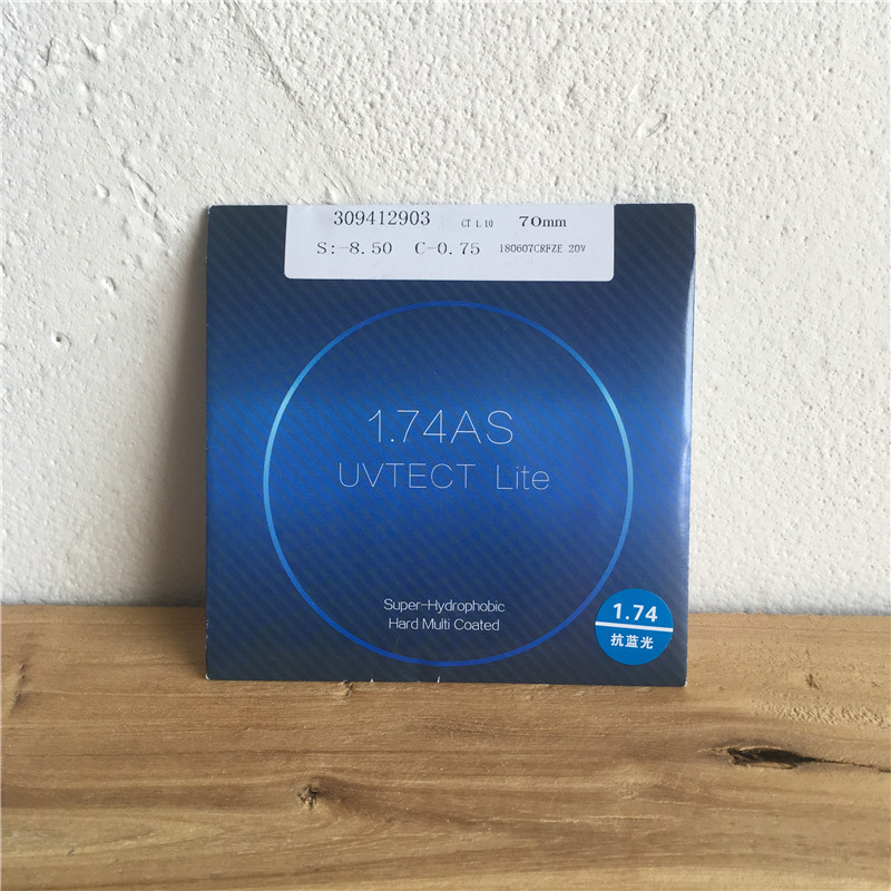 (Gold seller) 1 74 refractive index 1 lens Ultra-thin aspherical high myopia astigmatism radiation protection 2 pieces