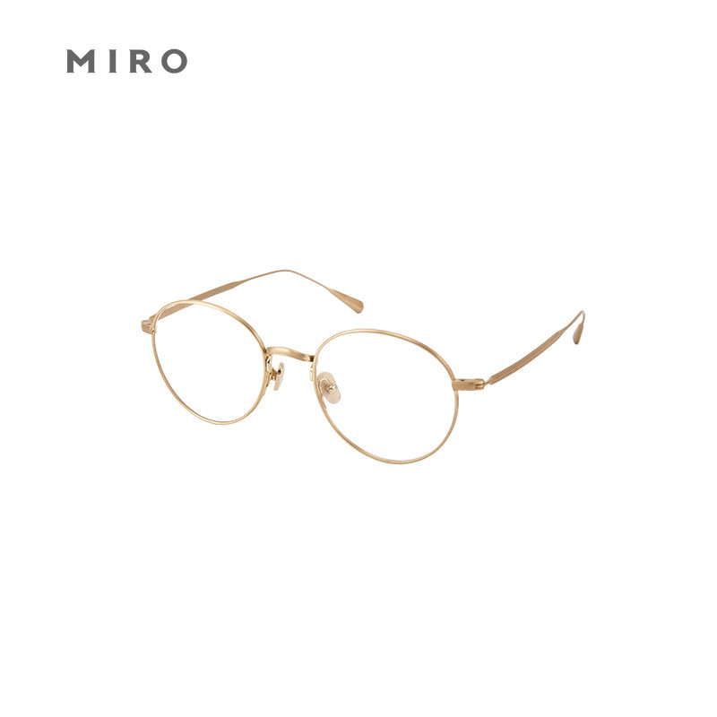 Korean handmade glasses art fine frame gold frame pure titanium metal super light round female large face glasses male myopia