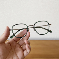Striped tortoiseshell handmade glasses frame pure titanium frame female Joker fashion small square frame men can be equipped with myopia anti-blue light