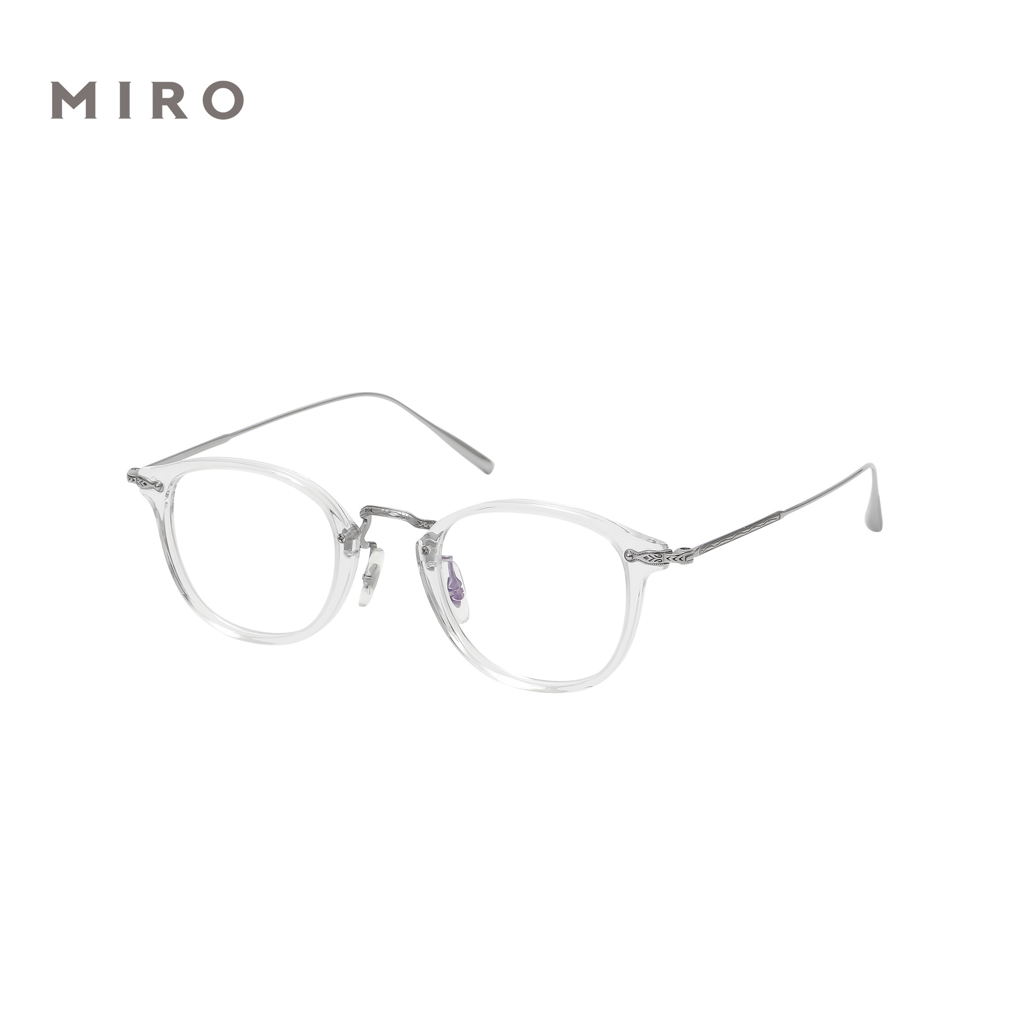 (MIRO) designer hawksbill titanium alloy spectacle frame flat light transparent mirror frame male oval art female full frame