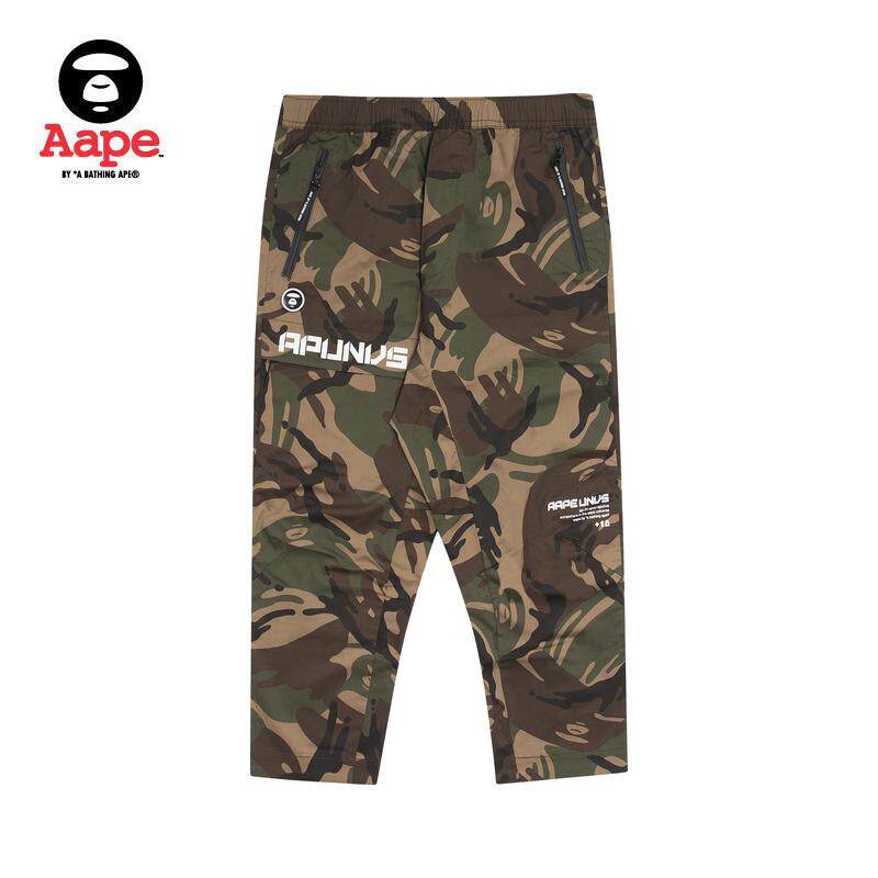 Aape men's clothing Aki Aki badge letter printed pants leg zipper loose camouflage casual pants 6438XAB