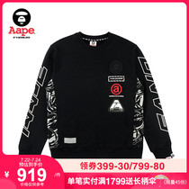 Aape Mens Autumn and winter label Camouflage stitching letter printing crew neck sweater 3373XX9 FW