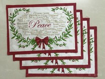 American Merry Christmas Jacquard Gongsatin Napkins Festive Festival West Dining Table Cloth Insulation Mat Tea Table Pad Coffee Table Pad