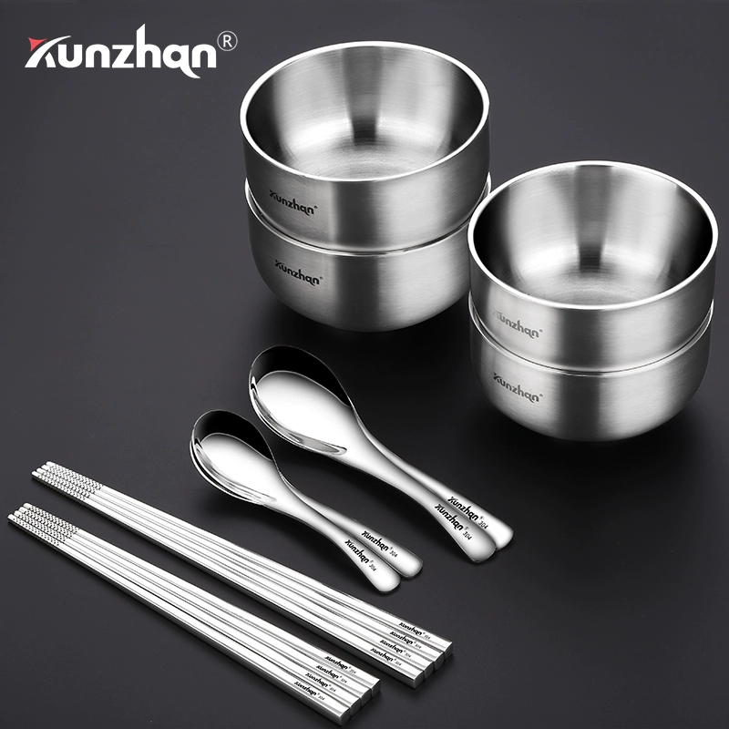 Đức kunzhan304 inox bát trẻ em đặt đũa gia đình bộ đồ ăn học sinh muỗng gia đình bộ 12 miếng - Đồ ăn tối