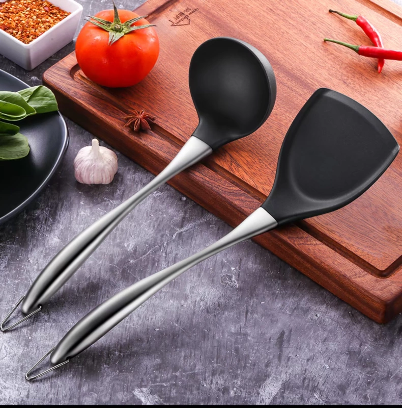 Kunzhan304 thìa inox xào silicone muỗng súp không dính bếp đặc biệt nhà bếp đơn