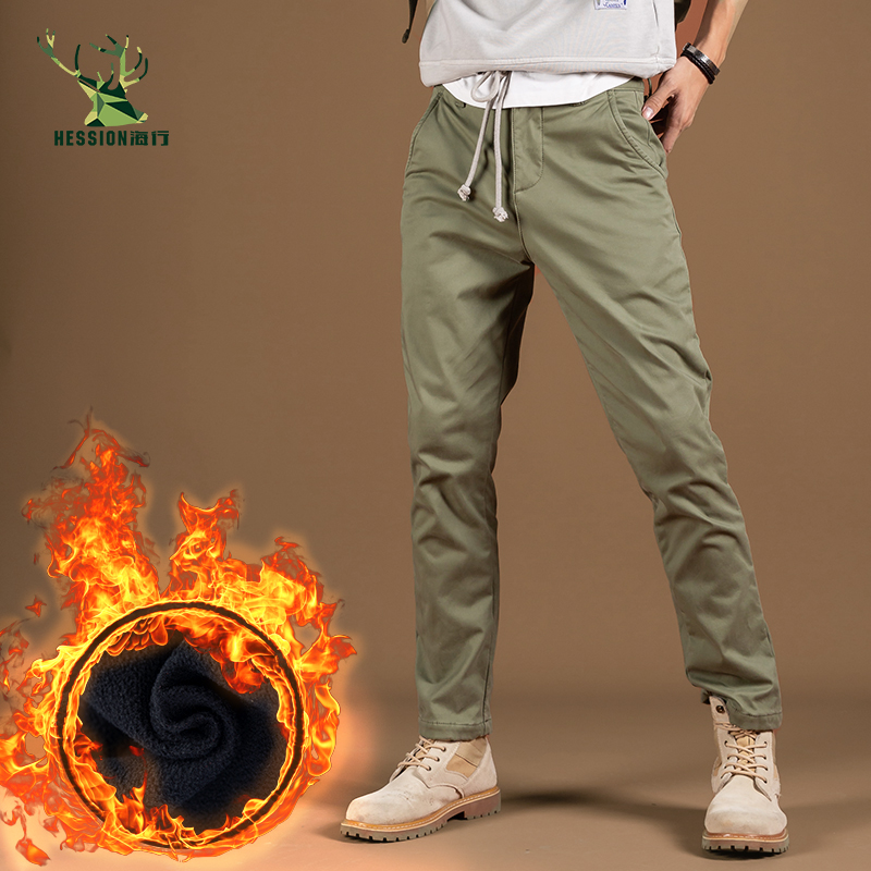 (Break Code Clear 75 discount) Men's elastic body Body Casual Pants Winter Thickened gush warm pants workwear pants