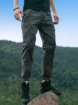 Spring and Autumn Feet Jiujiao Men's Tide Men's Sports Casual Pants Thickened and Velvet Windproof Trousers