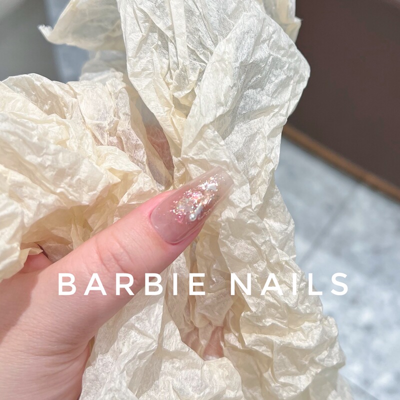 Barbie Nails Handmade Phototherapy Nails Finished Wearable Nails Bb98 Pearl Strawberry Crystal Stone Nail Art Stickers