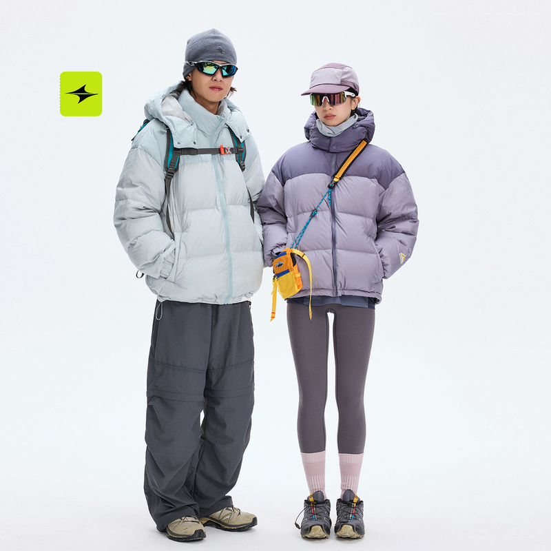Free Will Outdoor Sports Style Color-Block down Jacket for Men and Women with Detachable Hood, Warm Puffer Coat Free Will Outdoor Sports Style Color-Block down Jacket for Men and Women with Detachable Hood, Warm Puffer Coat