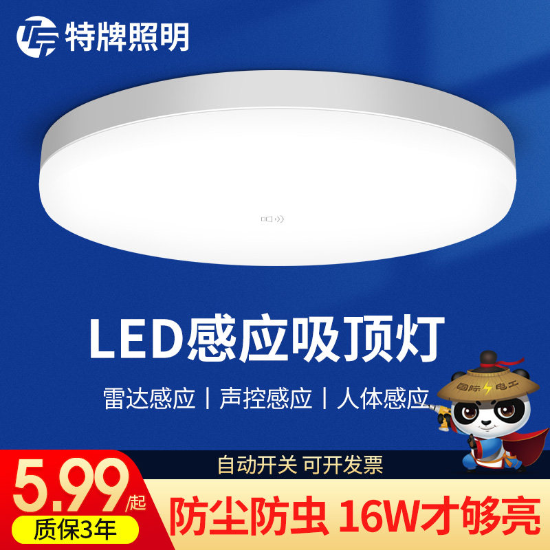 Human body infrared induction ceiling lamp Sound control radar Home people walk the light off the aisle stairs corridor lights