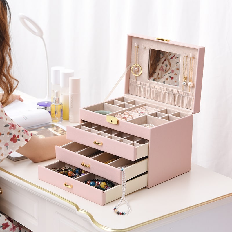 Jewelry box European multi-layer large capacity earrings Hand jewelry watch high-grade net red with the same household cleaning storage box