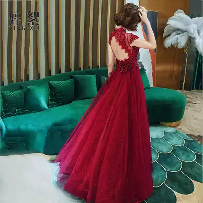 Toast service bride temperament female 2021 new dress dress banquet wine red long version usually wear engagement atmosphere