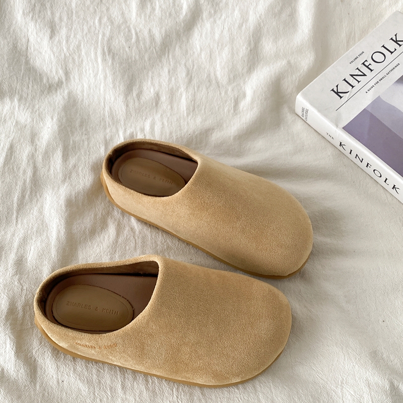 Uncle Xi's Niche Ugly-Cute Birkenstock-Style Slippers for Women, 2025 Summer New Thick-Soled Closed-Toe Chestnut-Colored Slip-On Lazy Shoes