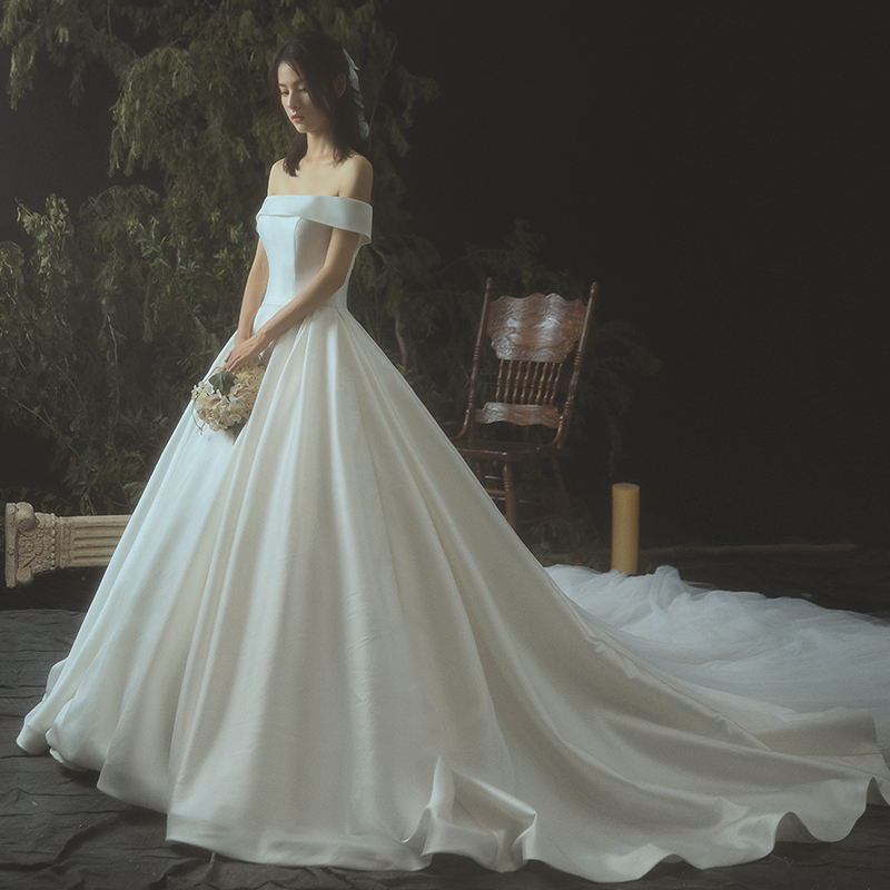 Wedding dress for pregnant, 2019, open shoulders, suitable for teen Wedding dress for pregnant, 2019, open shoulders, suitable for teen
