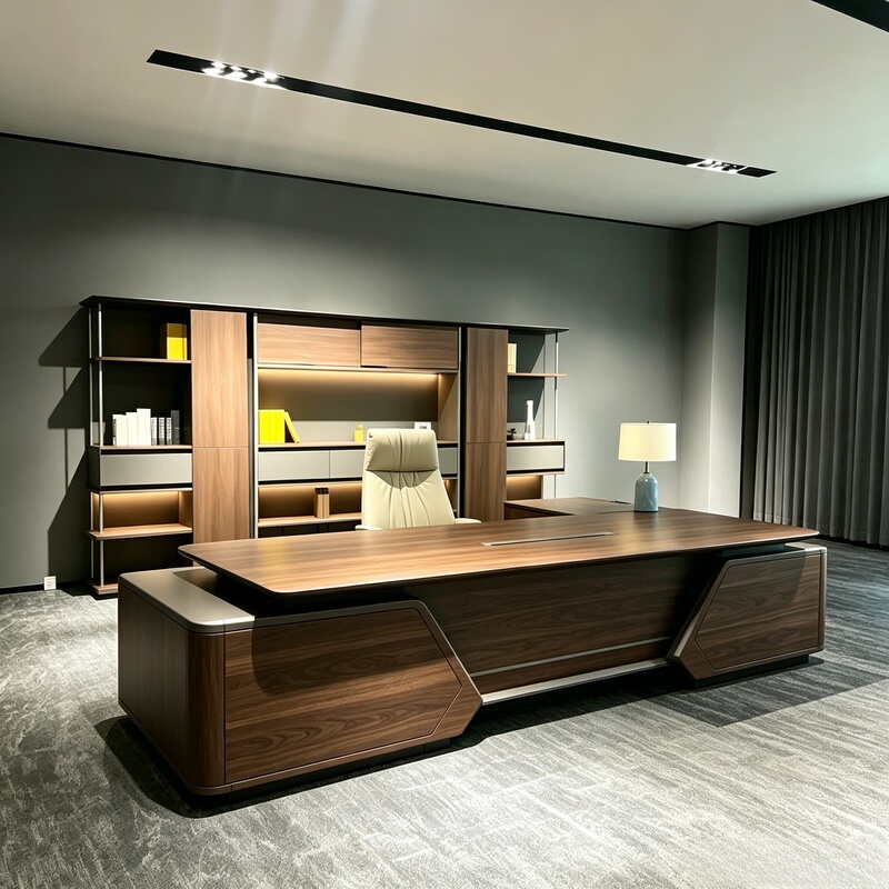 New Chinese-Style Walnut Executive Desk, 2026 New Model, High-End Solid Wood Ceo Desk, Large Executive Desk