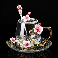 Красный Добро пожаловать весенний цветочный карлик+эмалевая ложка+покрытая чашкой+лот-Джейн