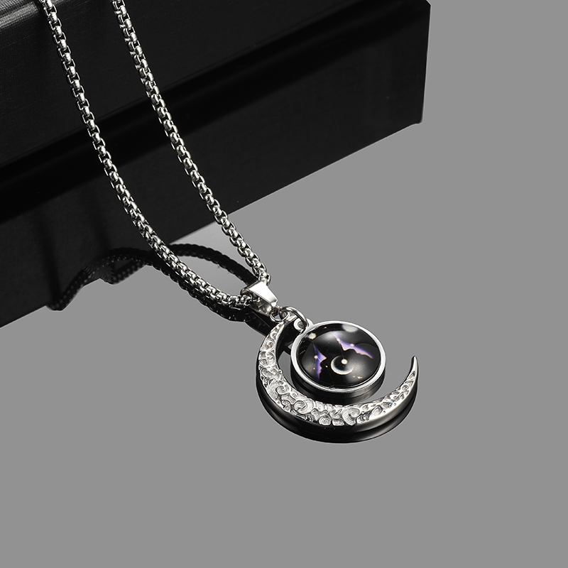 12 Constellation Necklace Male Tide Hip Hop Pendant Men Korean Personality Student Titanium Steel lettering Simple Accessories Pendant