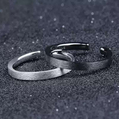 Single ring 925 silver men's ring personality simple opening brushed tail ring Trendsetter little finger ring