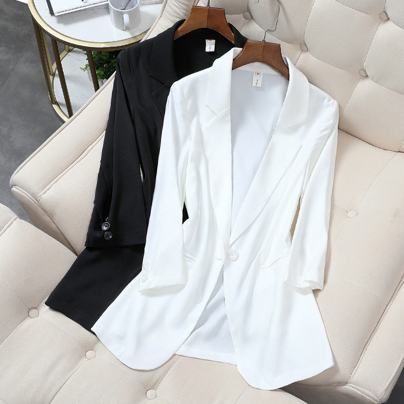 2022 new large size thin small suit female fat mm 200 catties Korean version is thin three-quarter sleeve suit professional jacket