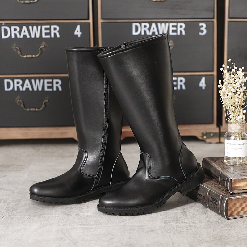 Men's and Women's Leather Boots, Men's Shoes, Cosplay Anime Game Riding Boots, Ceremonial Captain Boots, Martin Boots, Cotton-Lined High Boots