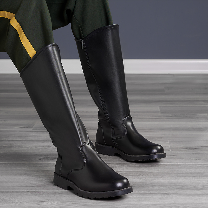New Genuine Leather Men's and Women's Guard Knight Boots Cosplay Anime Riding Boots Honor Guard Ceremonial Cotton-Lined High Boots New Genuine Leather Men's and Women's Guard Knight Boots Cosplay Anime Riding Boots Honor Guard Ceremonial Cotton-Lined High Boots