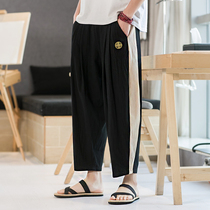 Linen casual pants mens summer light thin broadlegged pants Ice Thin China Wind Loose 90% Pants Radish Casual Pants