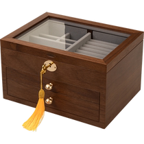 Wooden jewelry box storage box high-end exquisite lockable hand jewelry box 2024 new large-capacity gold jewelry box