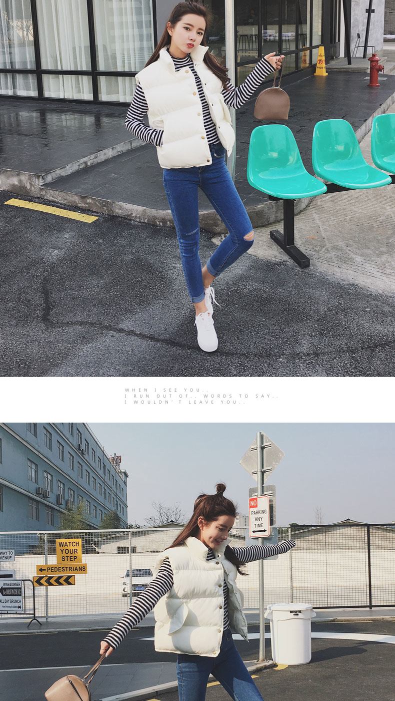 Phiên bản Hàn Quốc của đoạn ngắn mùa thu và mùa đông mặc vest đen vest vest sinh viên cotton vest nữ áo bông dịch vụ quần áo nữ