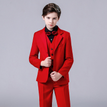 Childrens suit suit suit boys dress red small suit Flower Boy Boy host piano performance suit