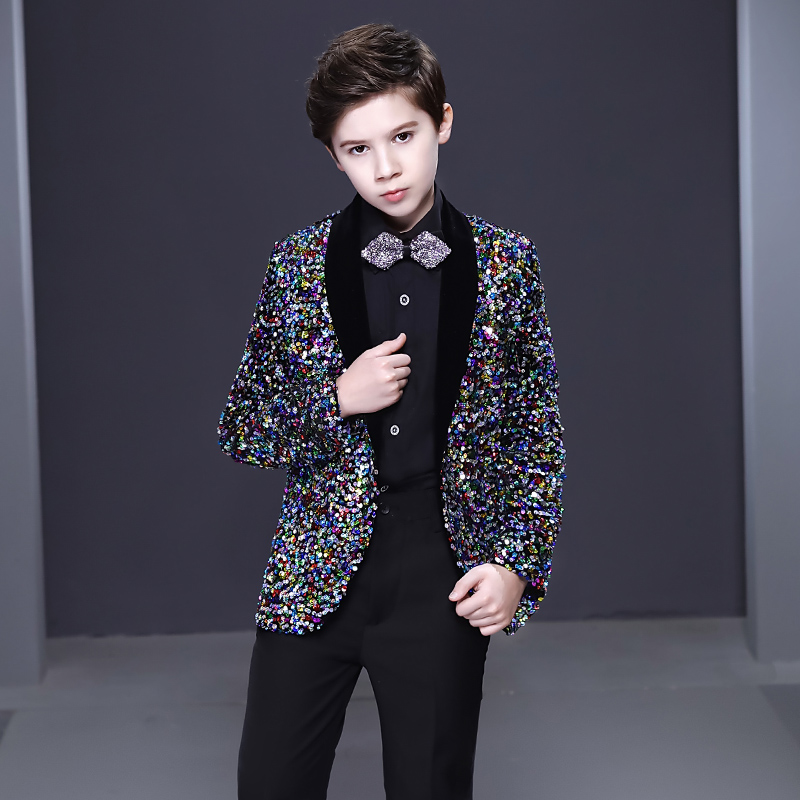 Children Suits Suit Boy Gown Walk Show Korean Version Bright Pieces Flower Boy Little West Suit Tide Suits Piano