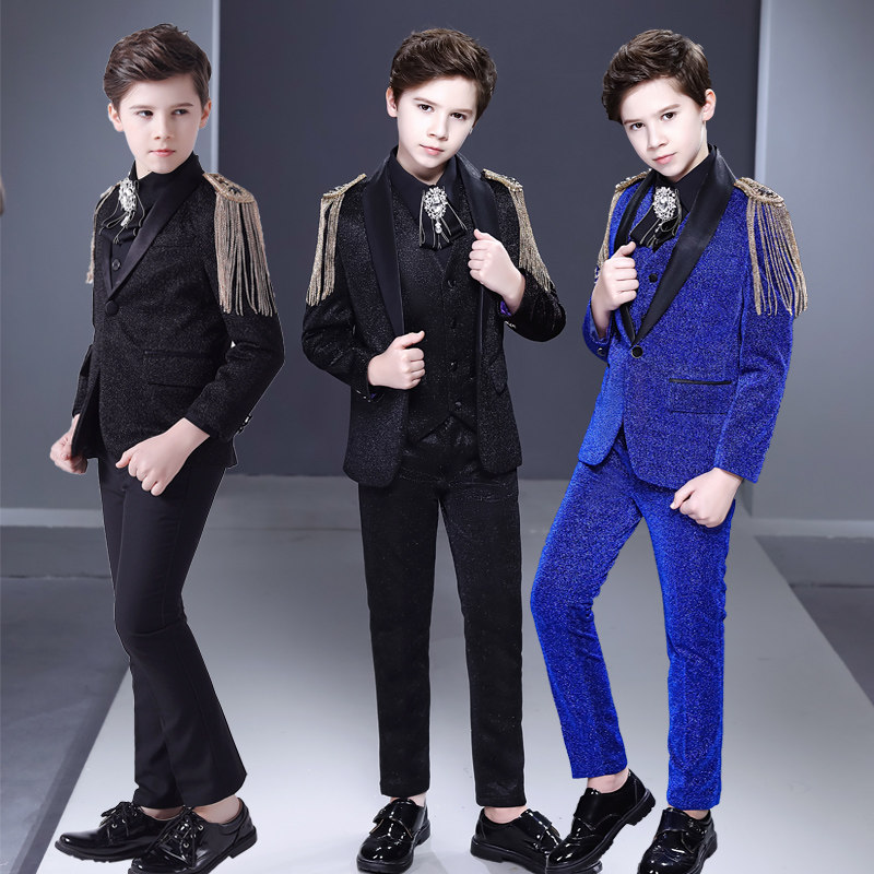 Children's suit suits handsome Inlan flower boy boy gown The three sets of small hosts to play the walking show Fall