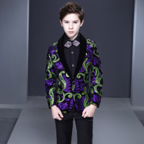 Flower boy dress suit children sequin suit handsome British model catwalk suit show suit host