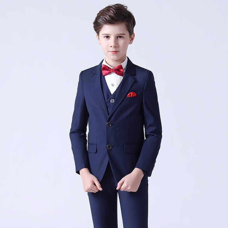 Children's suit suit Three sets of handsome qi Inron Little Western suit boy host gown Dress Foreign Pie Piano