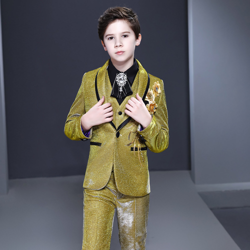 Boy's jazz dance sequin coats chorus host singer performance jacket blazers Children suit boy Flower Girl Dress Suit boy show dress