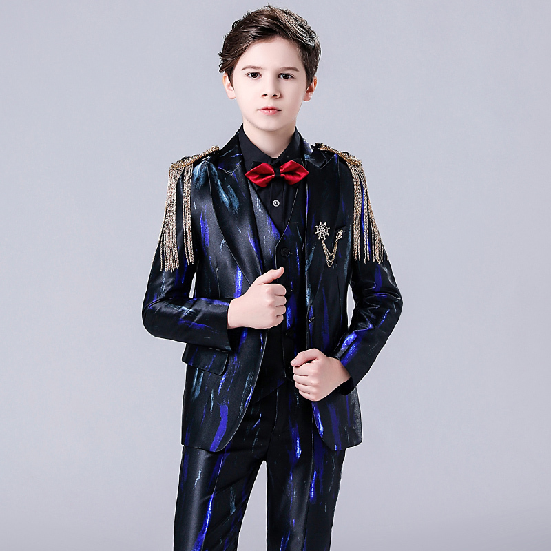 Boy dress suit British suit children's singer host performance suit Little boy hostess costume kids model catwalk clothes
