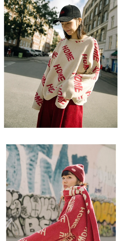 Hươu và chim Nhật dày chữ gốc ở cả hai bên mặc áo len 2 màu năm 1973 - Vòng cổ áo len
