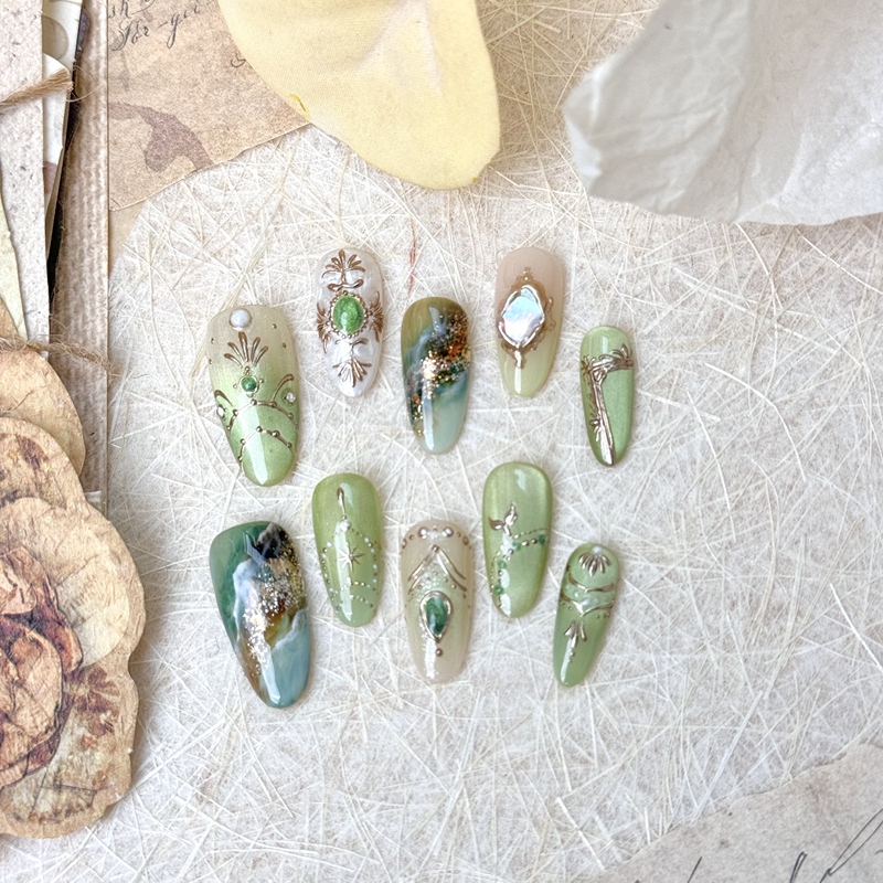 Handmade Nails 26153 Dolphin Bay Full Nail Type Jia ins Xiaohongshu High-End Luxury Manicure Handmade Nails 26153 Dolphin Bay Full Nail Type Jia ins Xiaohongshu High-End Luxury Manicure