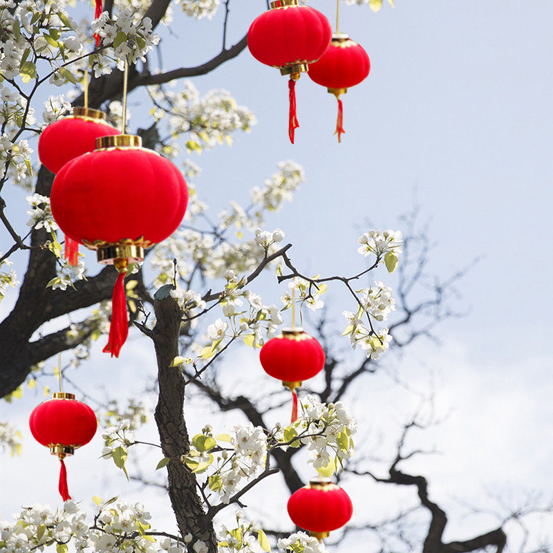 Big red lantern pot planting floss lantern decorated New Year's Day scene arranged wedding festive lantern decoration