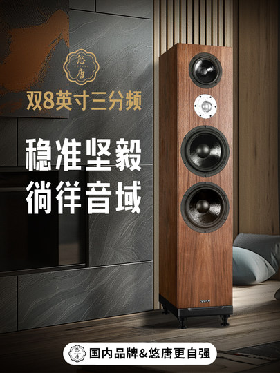 悠唐 T718发烧级hifi无源音箱双8英寸音响高中低音三分频落地音箱