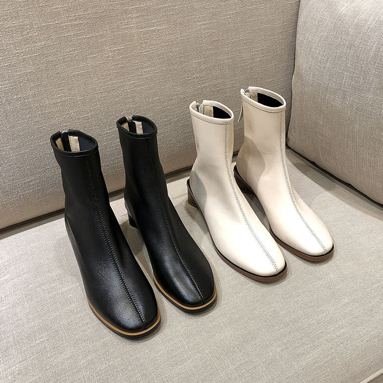 Power power with the same booties leather super comfortable thick-heeled thin boots Single boots 