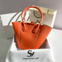 Big Siko orange large capacity portable bucket womens bag bag 2021 New Tide shoulder Big Bag tote bag tote bag Orange