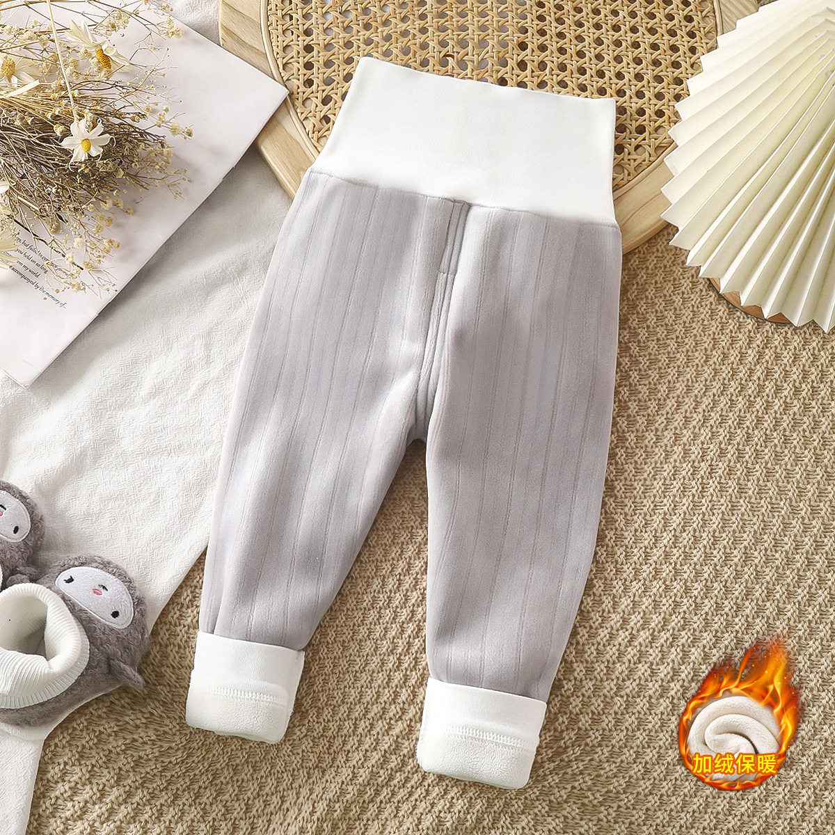Children warm pants baby gush autumn pants autumn winter girl boy thicken high waist and belted pants baby hit bottom sleeping pants-Taobao