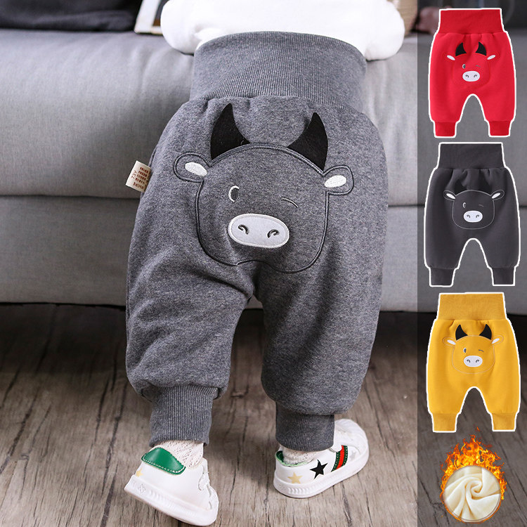 Baby fleece PP pants winter men and women baby autumn and winter thickened warm trousers high waist belly protection outer wear pants children