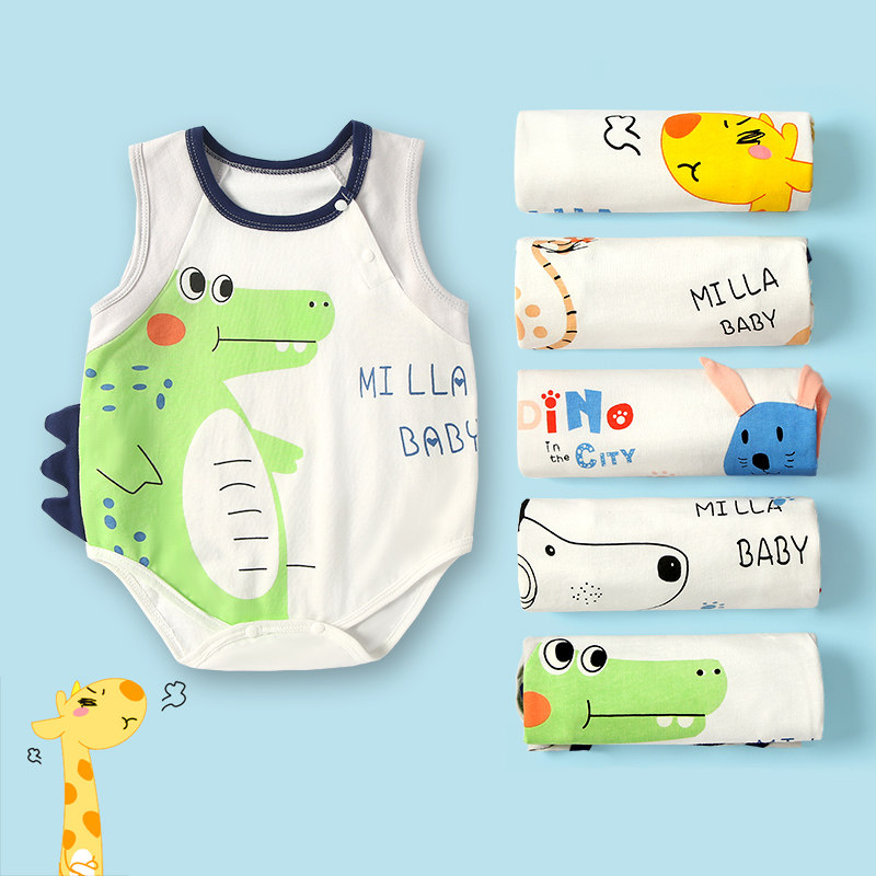 Children's dress triangle sleeveless summer baby with body wrapped ass cartoon vest crawl thin