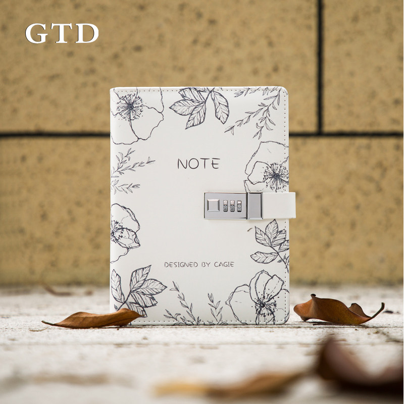 gtd hand ledger This loose-leaf notebook notepad detachable creative Korean female bookkeeping undergraduate a5 conference record this small frescoed minimalist hand ledger day note book with lock password benson