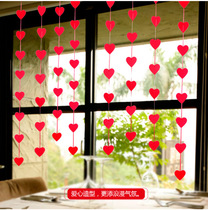 Wedding celebration supplies Door curtain hanging wedding room creative decoration non-woven love pull flower Wedding room DIY peach pendant