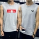 Áo thun không tay nam không tay Cotton cotton thể thao thể thao bóng rổ áo len in xu hướng áo XL - Áo vest cotton khoác vest nam